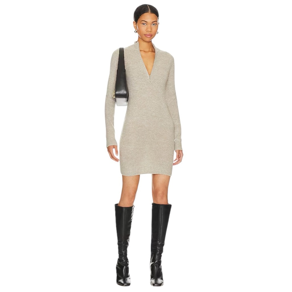NWT Lovers And Friends Anthea Knit Wool Blend Sweater Dress Quarter Zip‎ MEDIUM